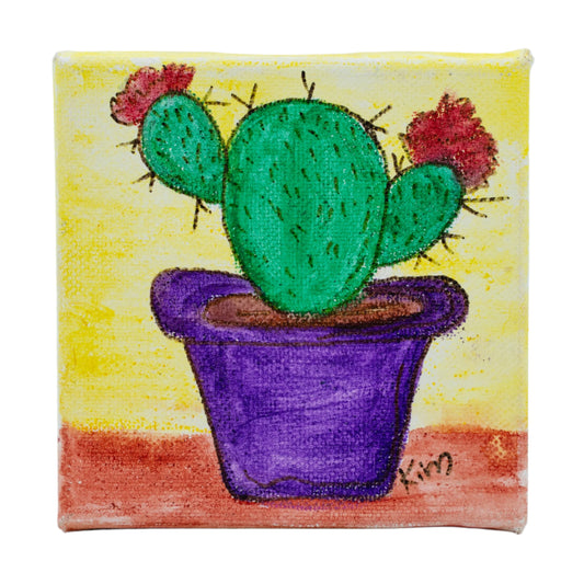 Mini Cactus Canvas Painting | The Painted Attic