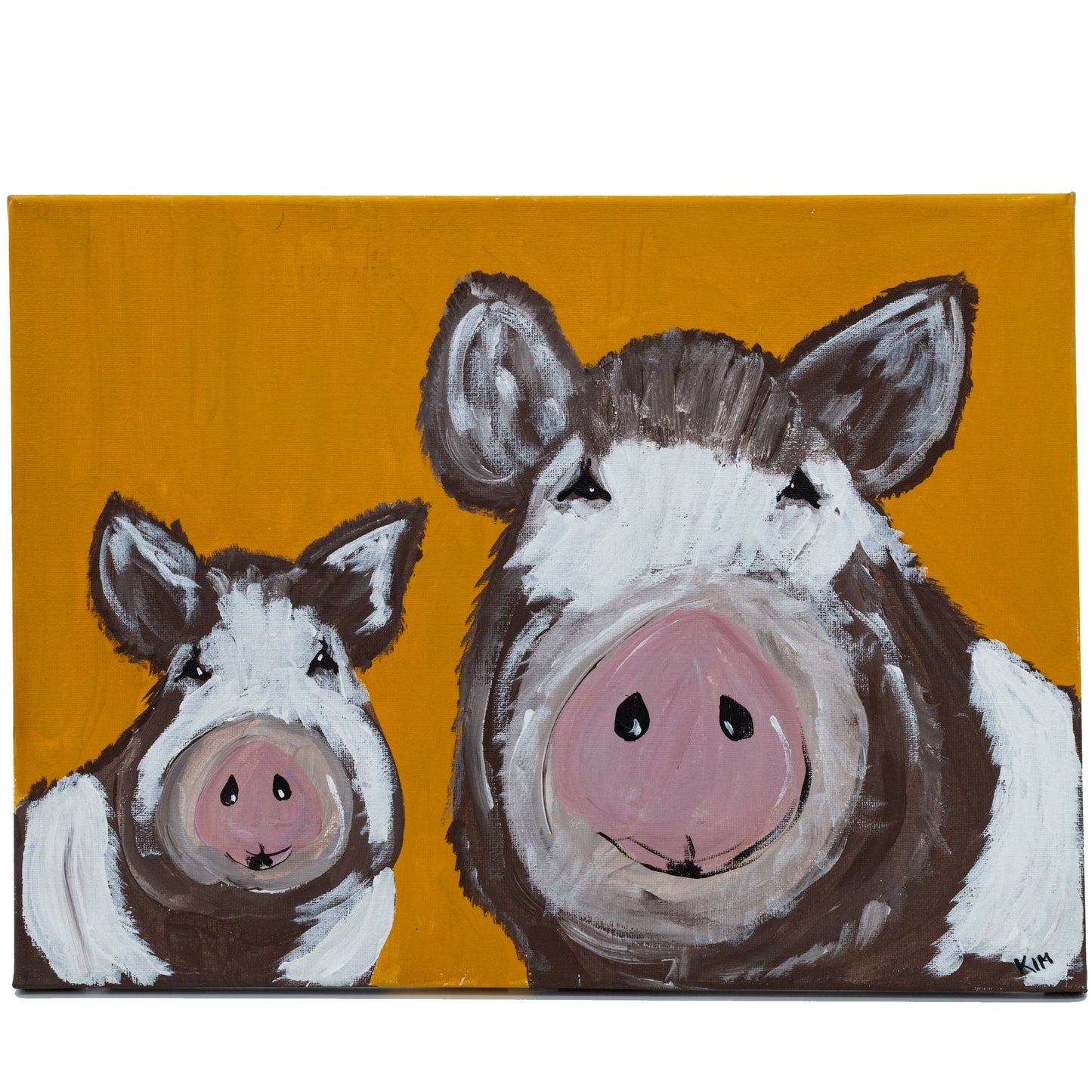 Elsa & Emma The Pigs Canvas Painting | 16" x 12" | The Painted Attic