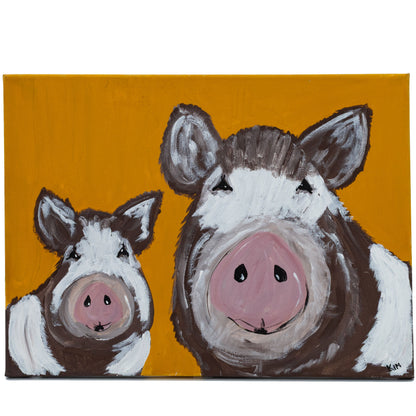 Elsa & Emma The Pigs Canvas Painting | 16" x 12" | The Painted Attic