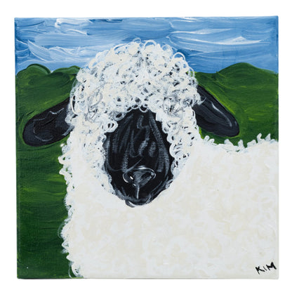 Clarence The Sheep Canvas Painting | 10" x 10" | The Painted Attic