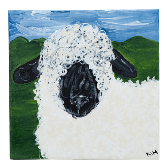 Clarence The Sheep Canvas Painting | 10" x 10" | The Painted Attic