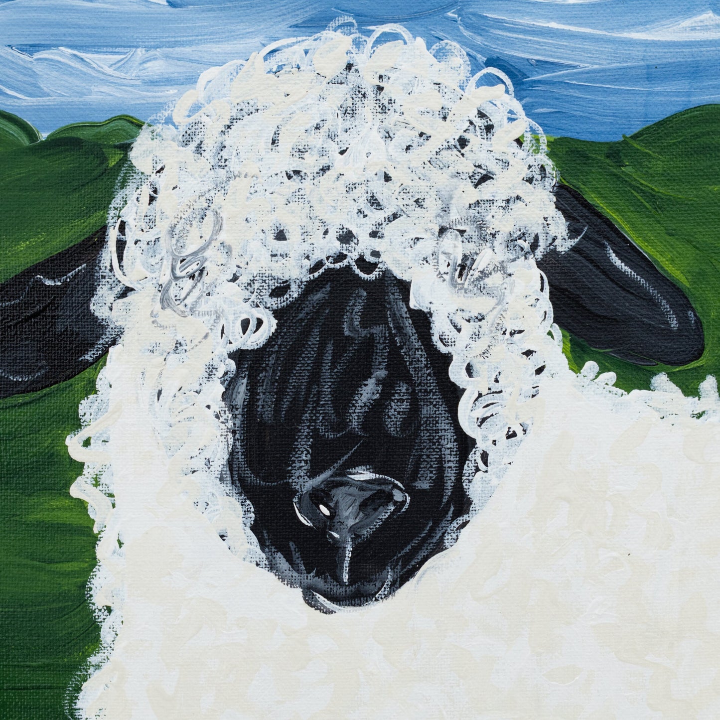 Clarence The Sheep Canvas Painting | 10" x 10" | The Painted Attic
