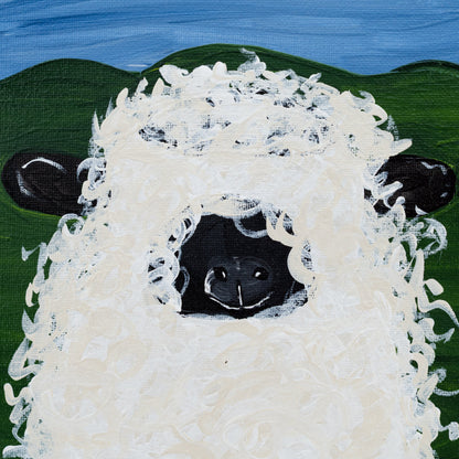 Normon The Sheep Canvas Painting | 8" x 8" | The Pained Attic