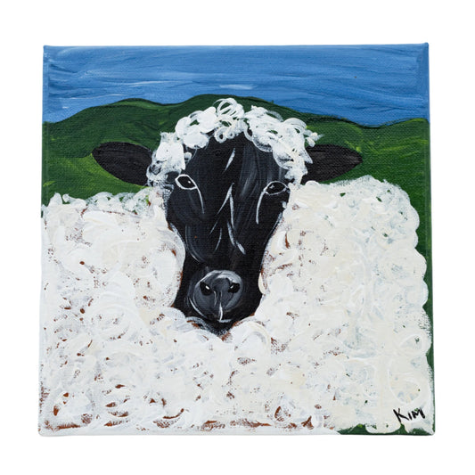 Bob the Brick Sheep Canvas Painting | 8" x 8" | The Painted Attic