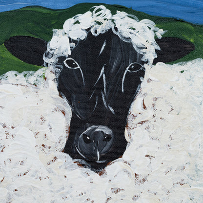 Bob the Brick Sheep Canvas Painting | 8" x 8" | The Painted Attic