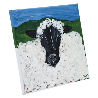 Bob the Brick Sheep Canvas Painting | 8" x 8" | The Painted Attic