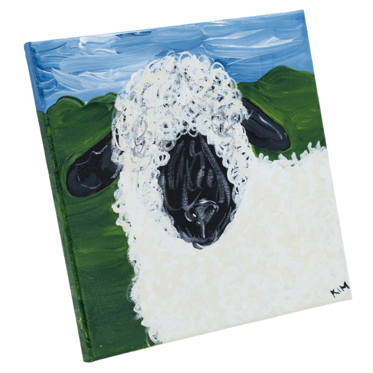 Clarence The Sheep Canvas Painting | 10" x 10" | The Painted Attic