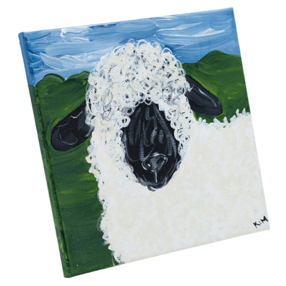 Clarence The Sheep Canvas Painting | 10" x 10" | The Painted Attic