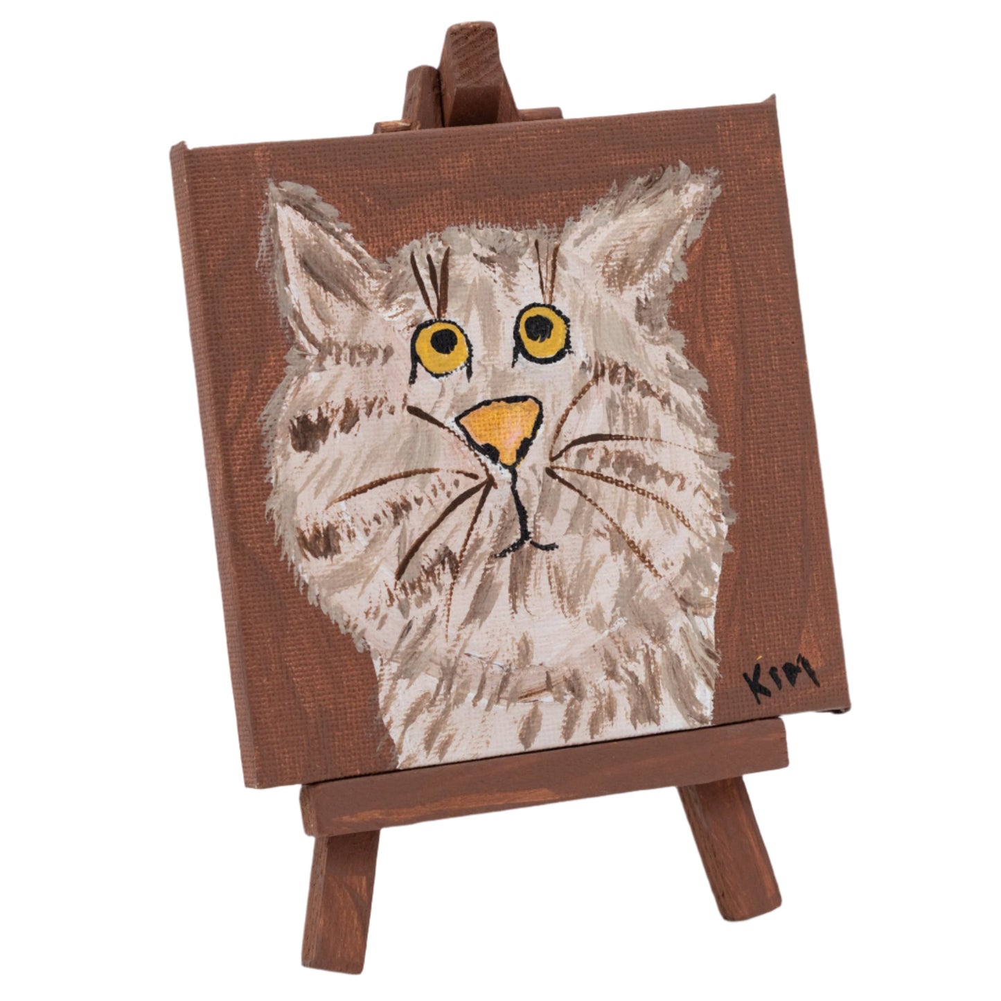Carlyle the Cat Easel Canvas Painting | 4" x 4" | The Painted Attic