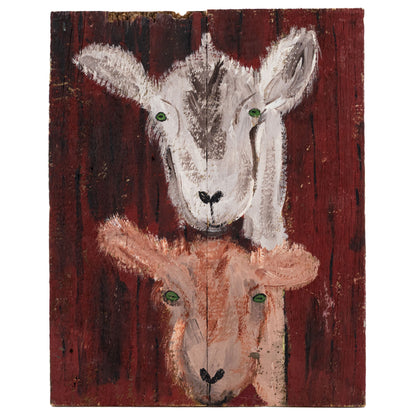 Alice & Abby the Old Goats Wooden Painting | 11" x 13.75" | The Painted Attic