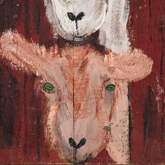 Alice & Abby the Old Goats Wooden Painting | 11" x 13.75" | The Painted Attic