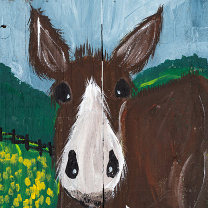 Della the Donkey Wooden Canvas Painting  | 10.5" x 9" | Old Wood Canvas | The Painted Attic