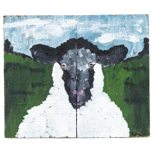 Rand the Sheep Wooden Canvas Painting | 10.75" x 9" | The Painted Attic