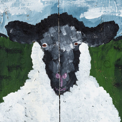 Rand the Sheep Wooden Canvas Painting | 10.75" x 9" | The Painted Attic