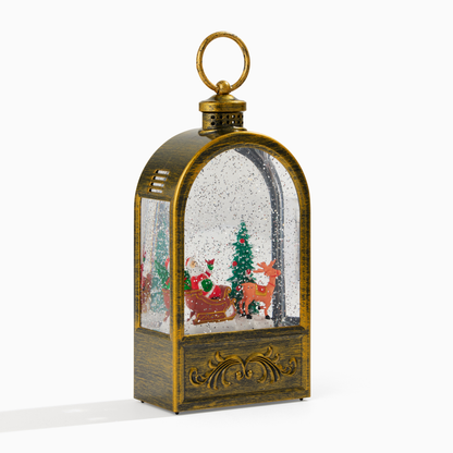 LED Lantern Musical Snow Globe w/Santa’s Sleigh