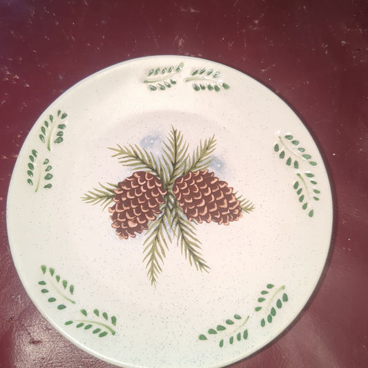 Vintage MWW Market 4" Plate Pinecones Trinket Christmas m225
