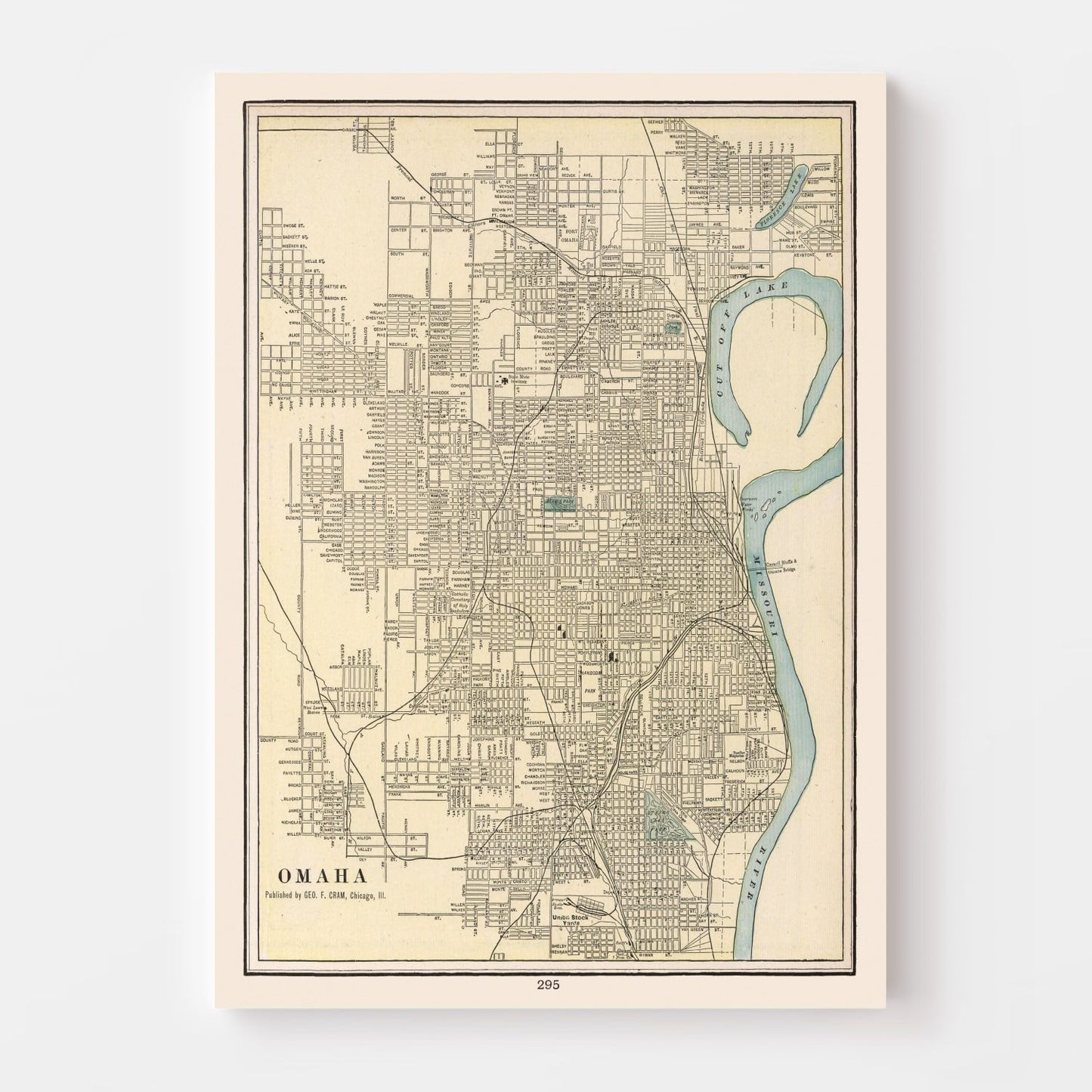Vintage Map of Omaha, Nebraska 1901 -Not available at Minden location-