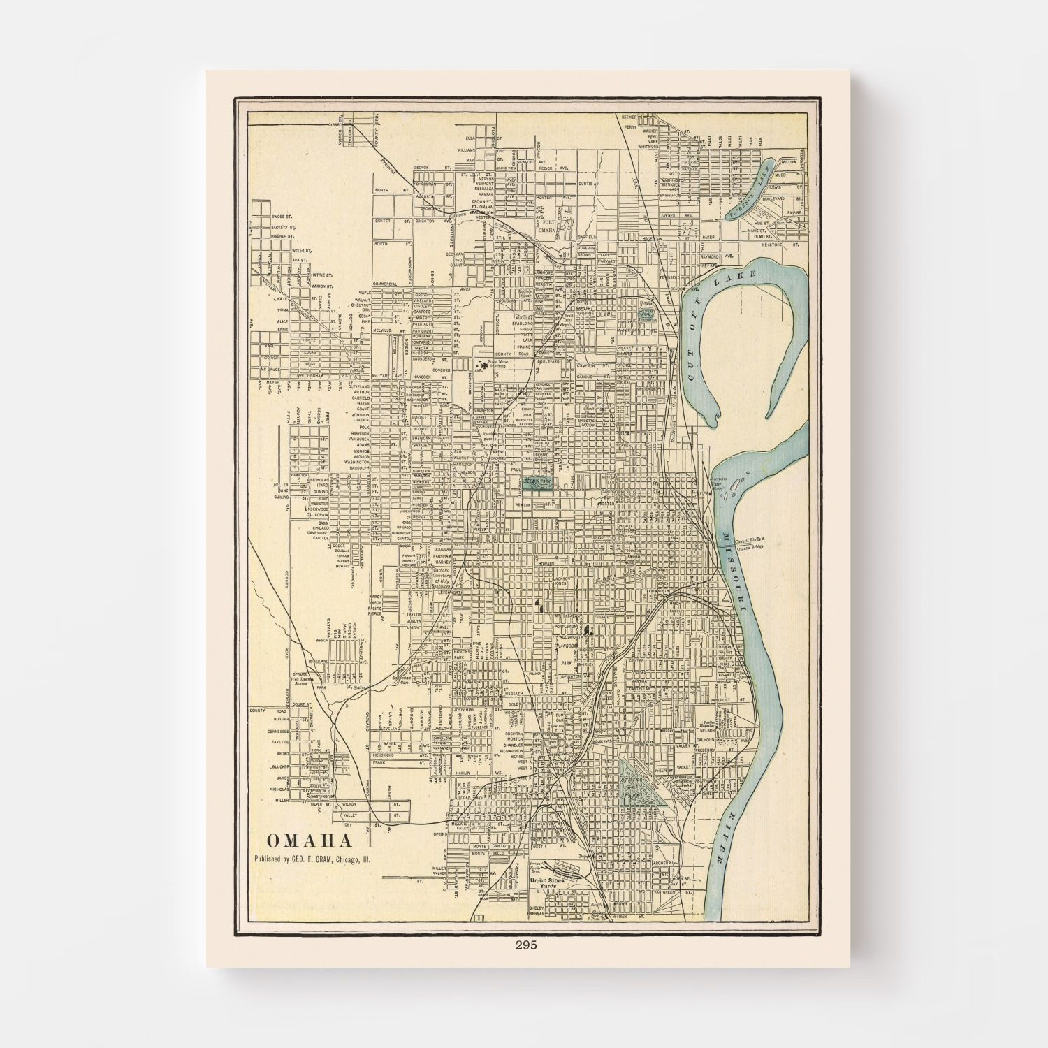Vintage Map of Omaha, Nebraska 1901 -Not available at Minden location-