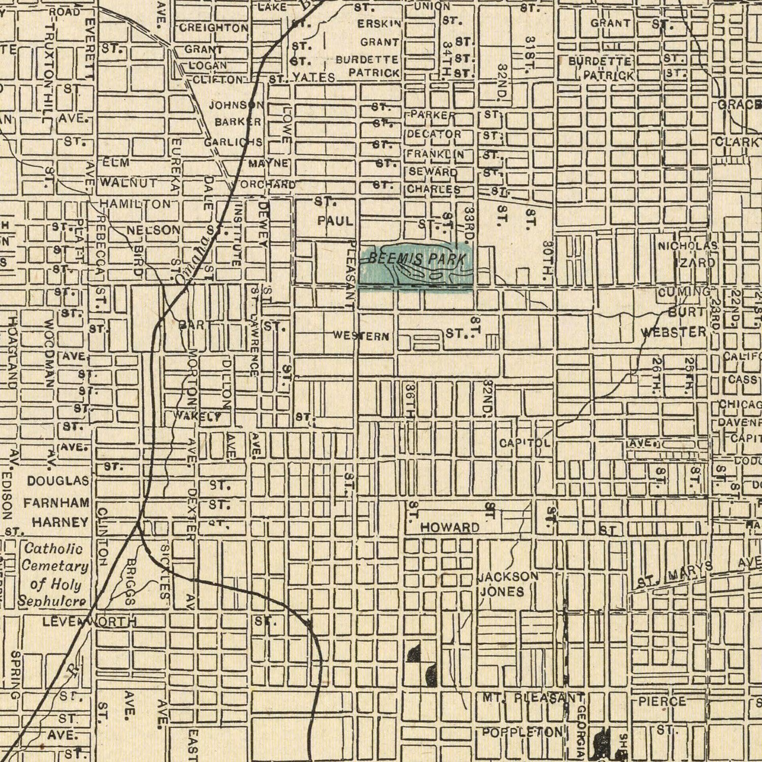 Vintage Map of Omaha, Nebraska 1901 -Not available at Minden location-