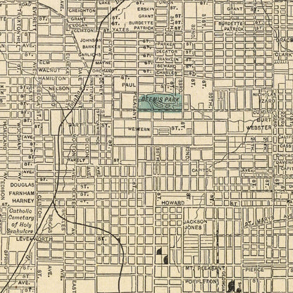 Vintage Map of Omaha, Nebraska 1901 -Not available at Minden location-