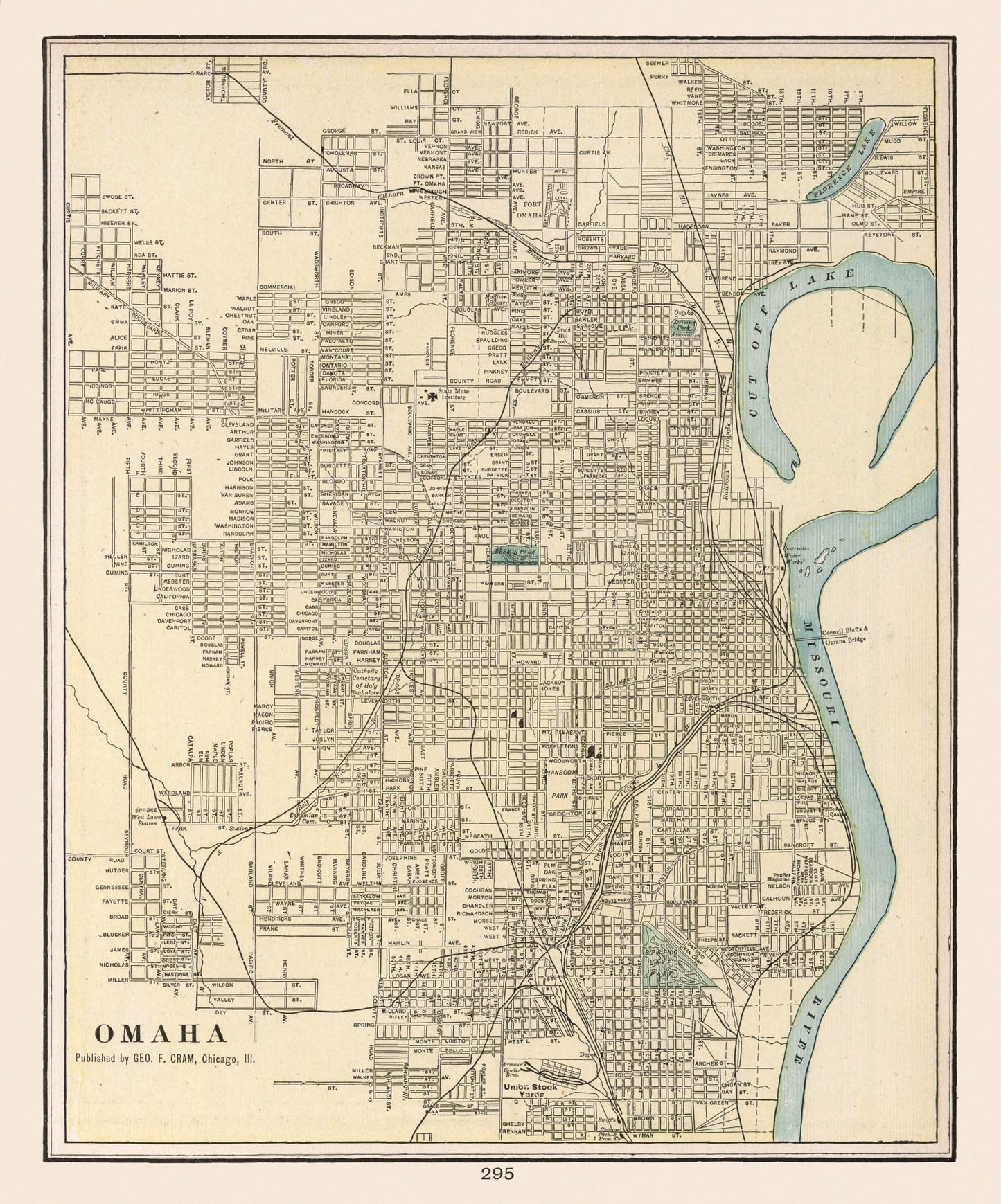 Vintage Map of Omaha, Nebraska 1901 -Not available at Minden location-
