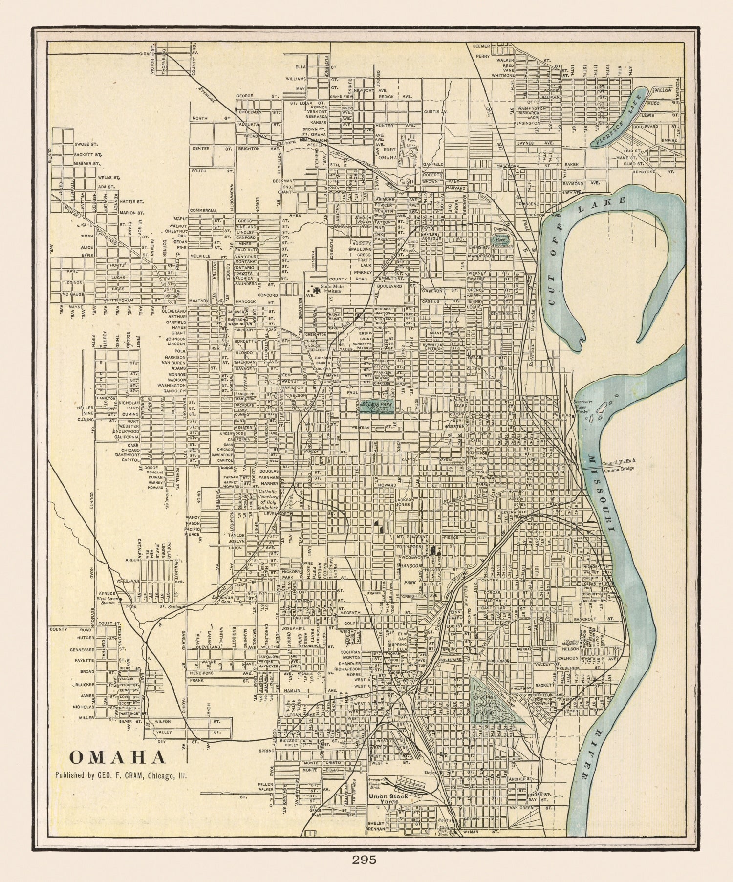 Vintage Map of Omaha, Nebraska 1901 -Not available at Minden location-
