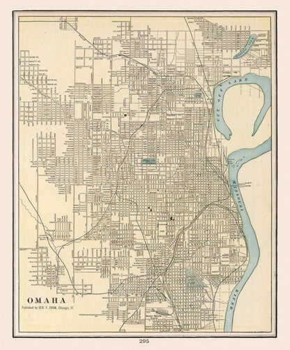 Vintage Map of Omaha, Nebraska 1901 -Not available at Minden location-