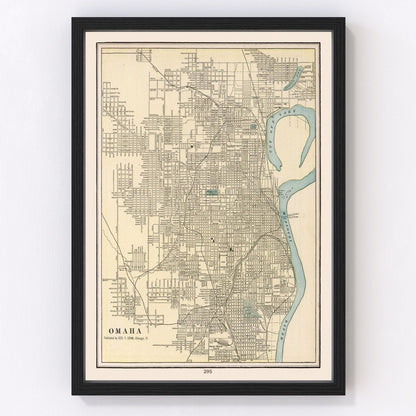 Vintage Map of Omaha, Nebraska 1901 -Not available at Minden location-