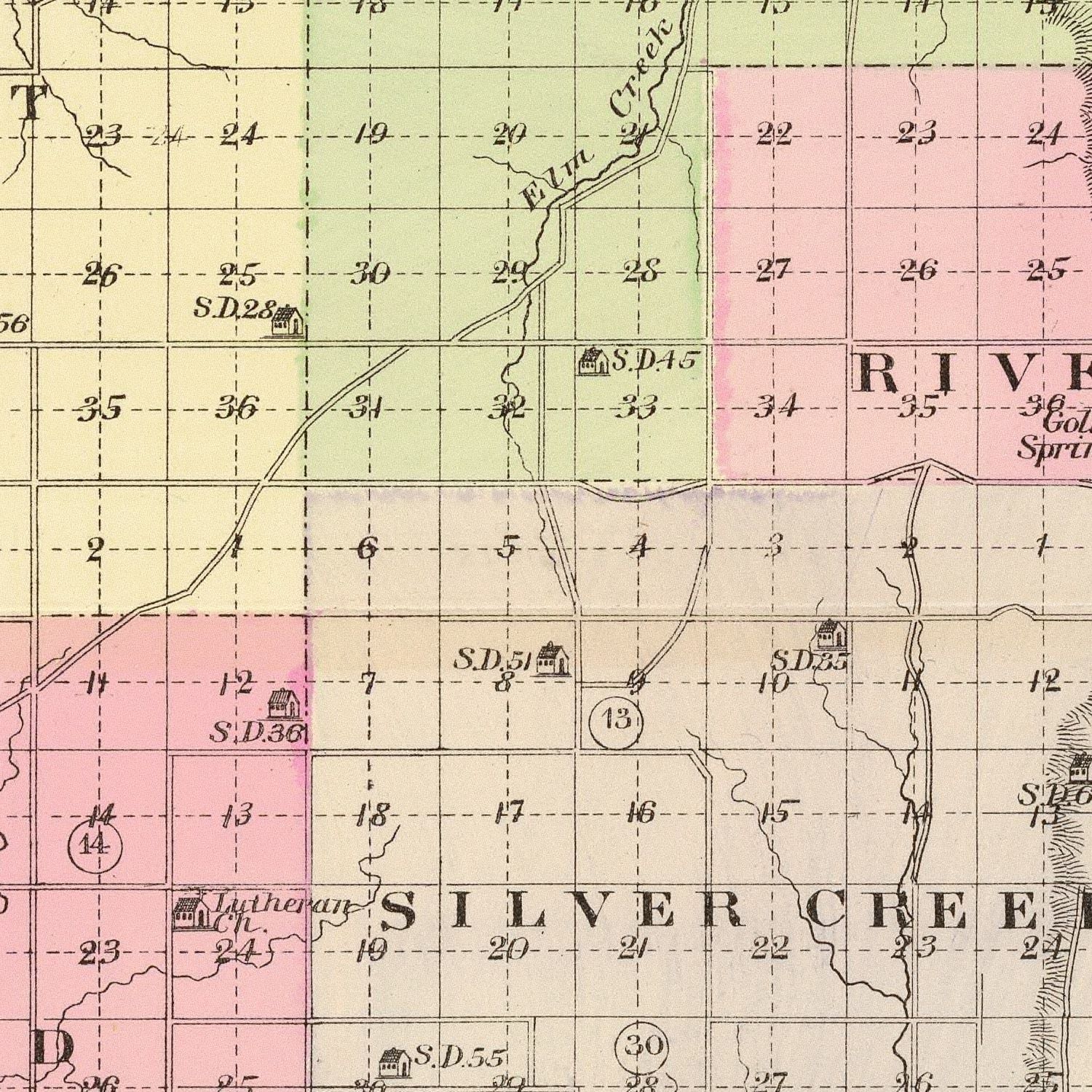 Vintage Map of Burt County, Nebraska 1885 -Not available at Minden location-