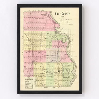 Vintage Map of Burt County, Nebraska 1885 -Not available at Minden location-