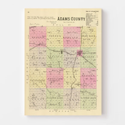 Vintage Map of Adams County, Nebraska 1885 -Not available at Minden location-
