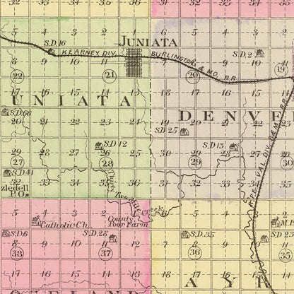 Vintage Map of Adams County, Nebraska 1885 -Not available at Minden location-