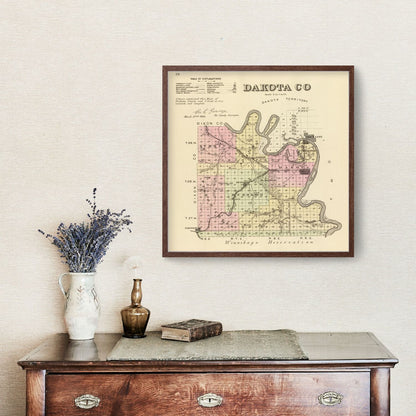 Vintage Map of Dakota County, Nebraska 1885 -Not available at Minden location-