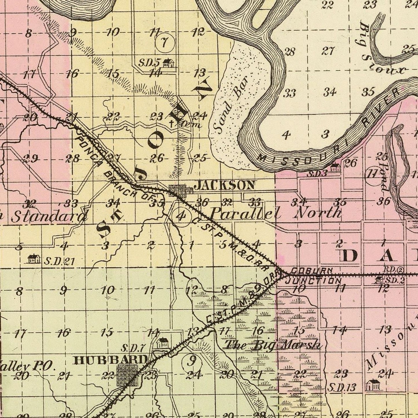 Vintage Map of Dakota County, Nebraska 1885 -Not available at Minden location-