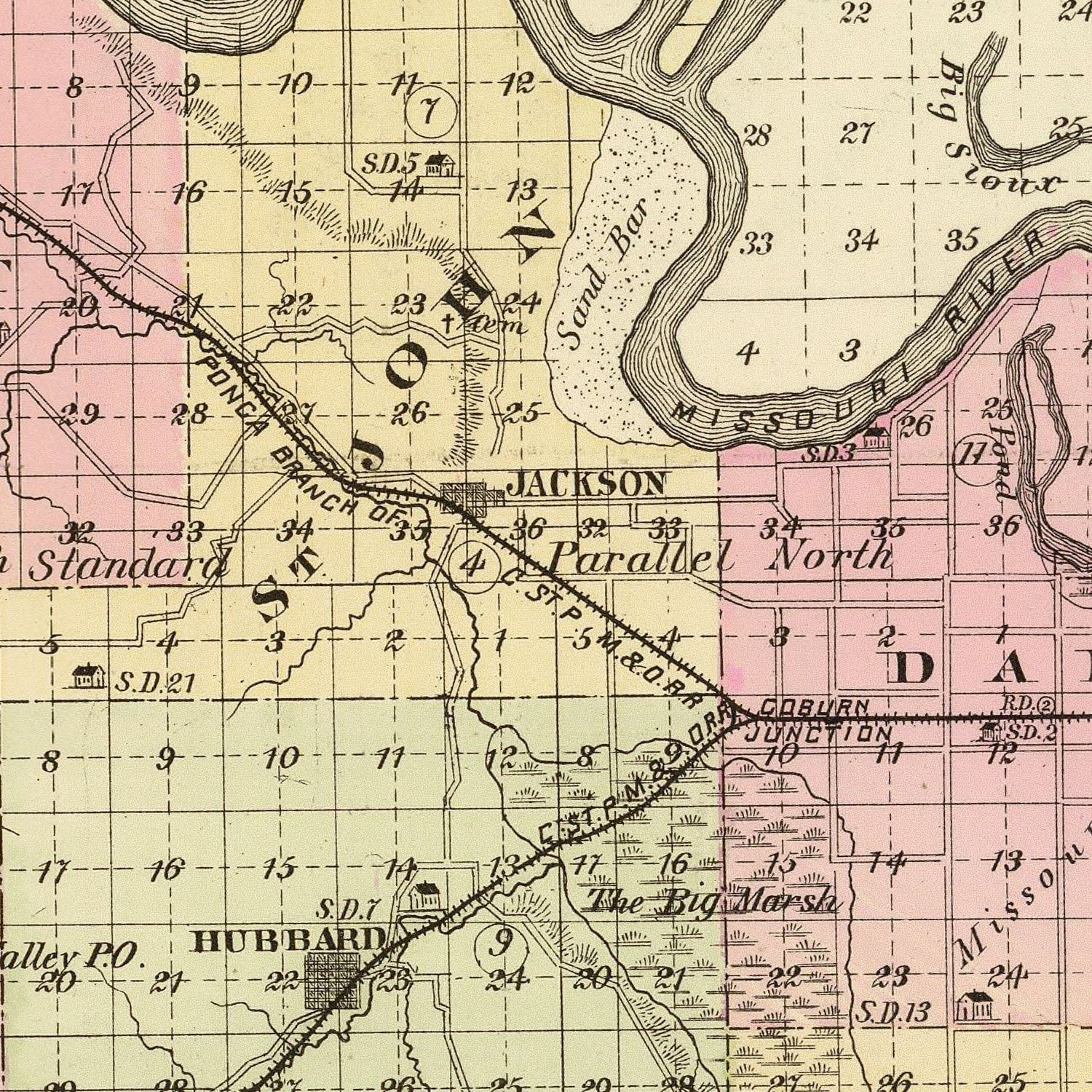 Vintage Map of Dakota County, Nebraska 1885 -Not available at Minden location-