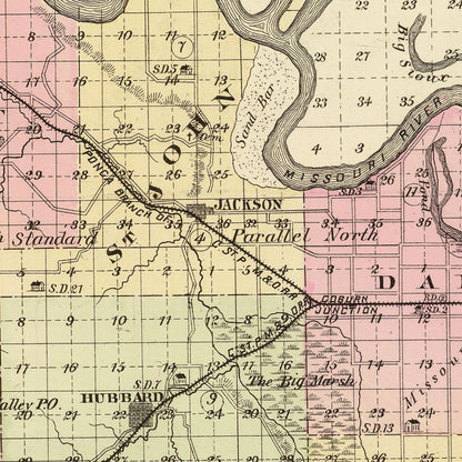 Vintage Map of Dakota County, Nebraska 1885 -Not available at Minden location-