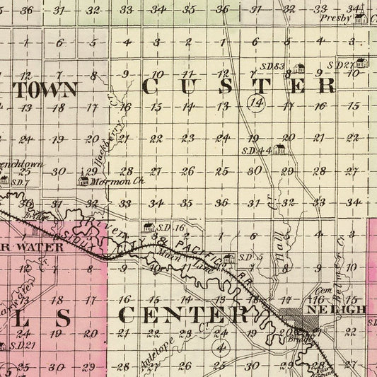 Vintage Map of Antelope County, Nebraska 1885 -Not available at Minden location-