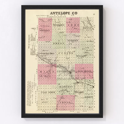 Vintage Map of Antelope County, Nebraska 1885 -Not available at Minden location-