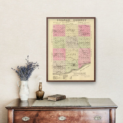 Vintage Map of Golfax County, Nebraska 1885 -Not available at Minden location-