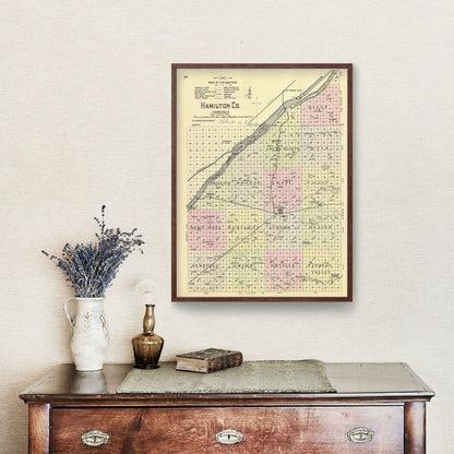 Vintage Map of Hamilton County, Nebraska 1885 -Not available at Minden location-