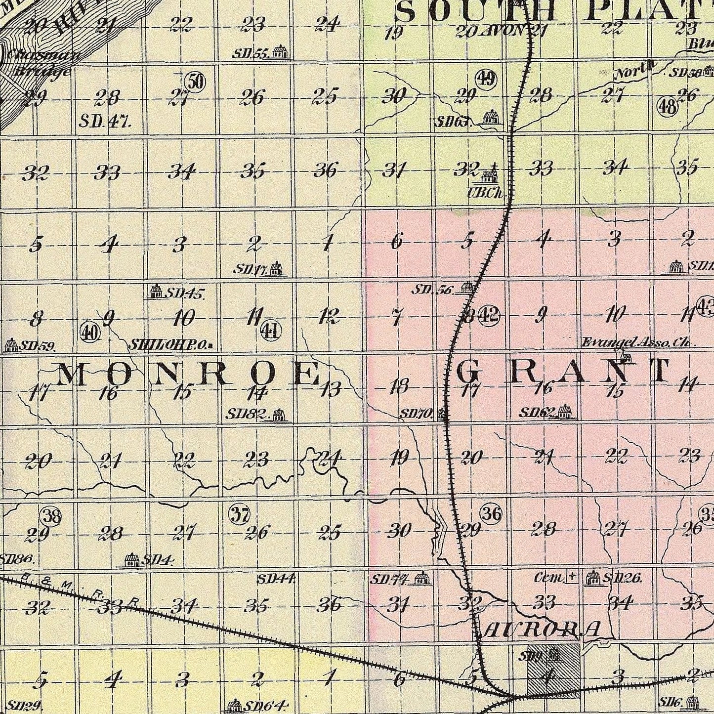 Vintage Map of Hamilton County, Nebraska 1885 -Not available at Minden location-