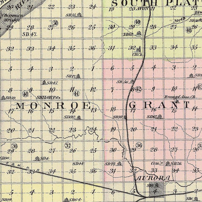Vintage Map of Hamilton County, Nebraska 1885 -Not available at Minden location-