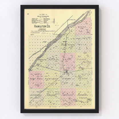 Vintage Map of Hamilton County, Nebraska 1885 -Not available at Minden location-