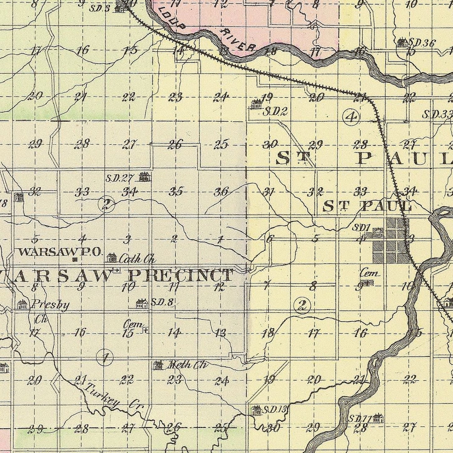 Vintage Map of Howard County, Nebraska 1885 -Not available at Minden location-
