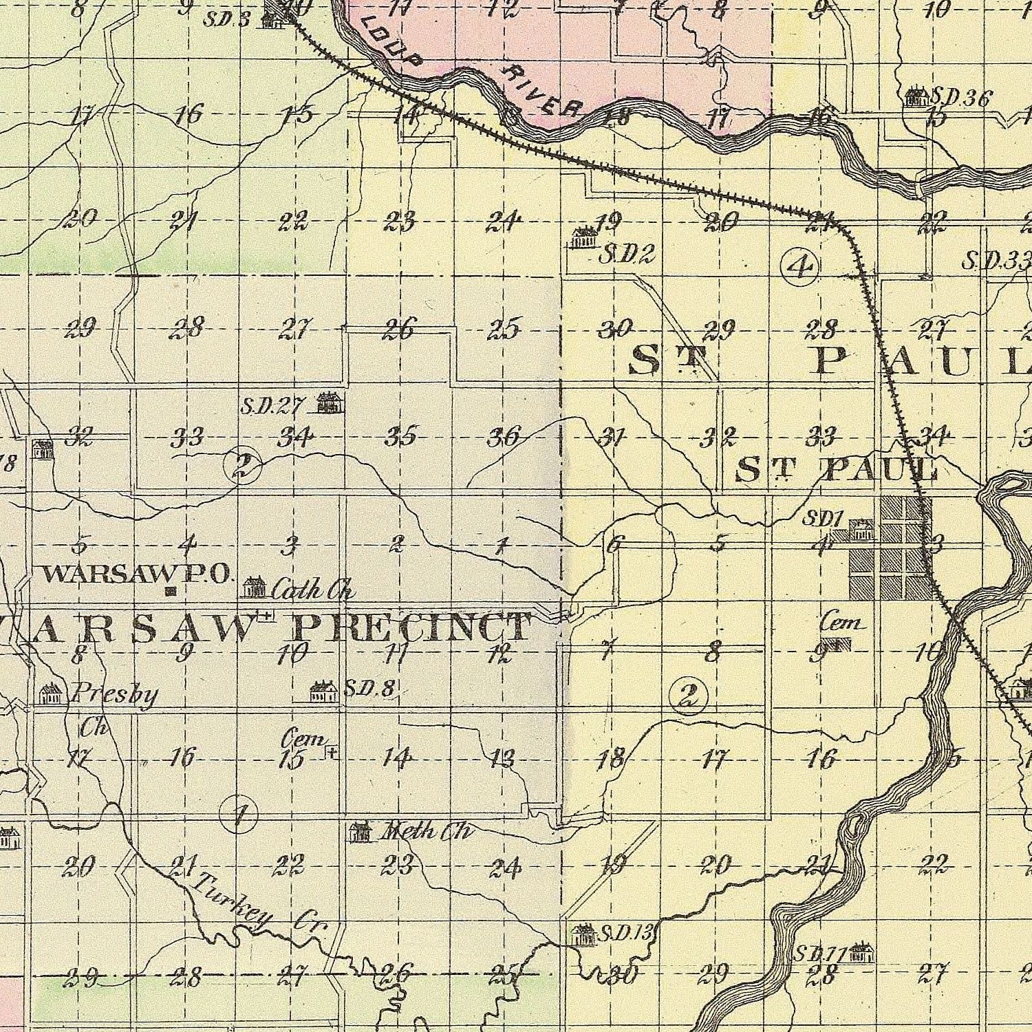 Vintage Map of Howard County, Nebraska 1885 -Not available at Minden location-