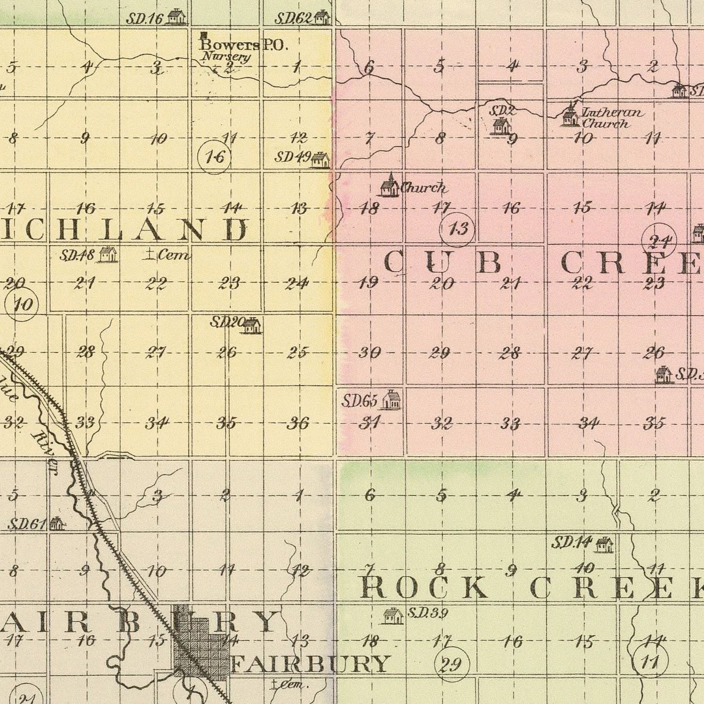 Vintage Map of Jefferson County, Nebraska 1885 -Not available at Minden location-