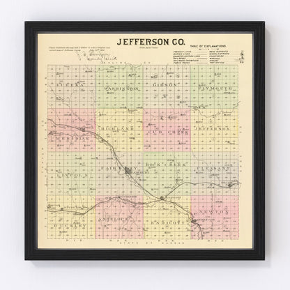 Vintage Map of Jefferson County, Nebraska 1885 -Not available at Minden location-
