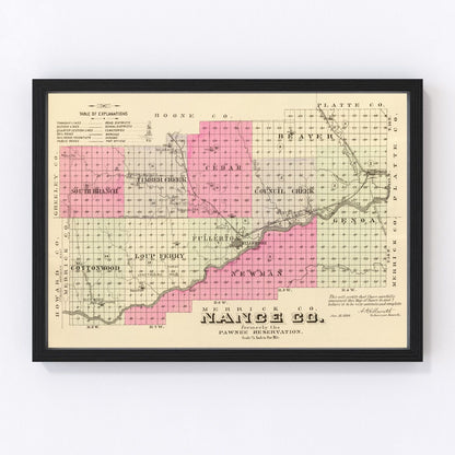 Vintage Map of Nance County, Nebraska 1885 -Not available at Minden location-