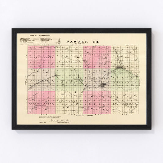 Vintage Map of Pawnee County, Nebraska 1885 -Not available at Minden location-