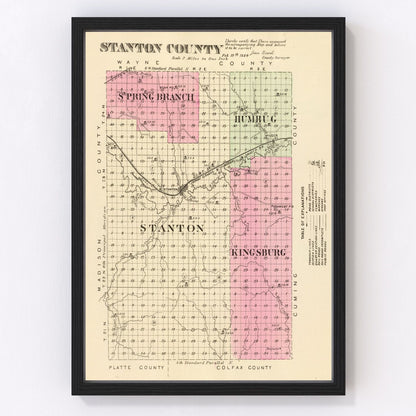 Vintage Map of Stanton County, Nebraska 1885 -Not available at Minden location-